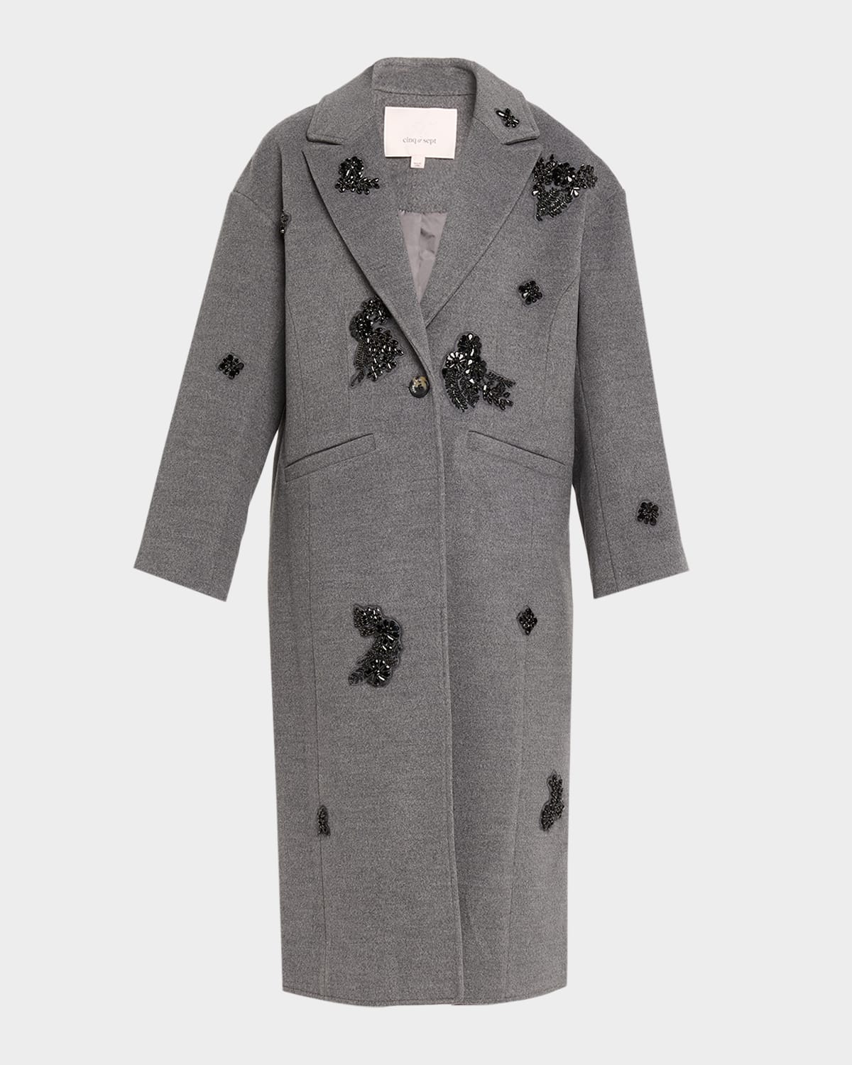Cinq À Sept Gravis Crystal Ivy Mid-length Coat In Gray