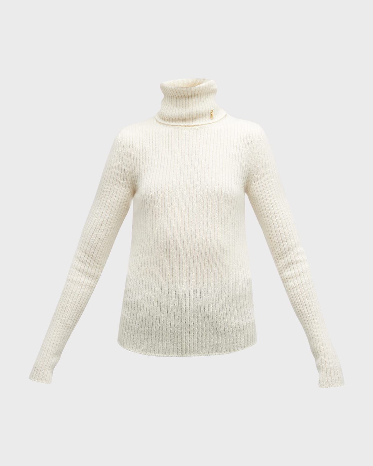 Cassandre Wool Blend Turtleneck Sweater in White - Saint Laurent