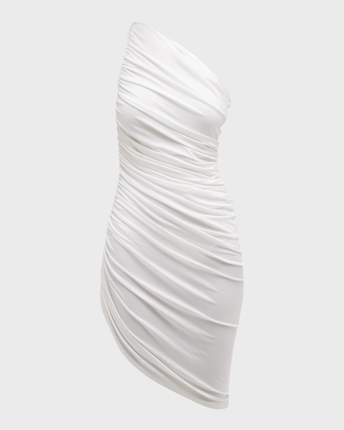 Shop Norma Kamali Diana One-shoulder Asymmetric Mini Dress In Snow White