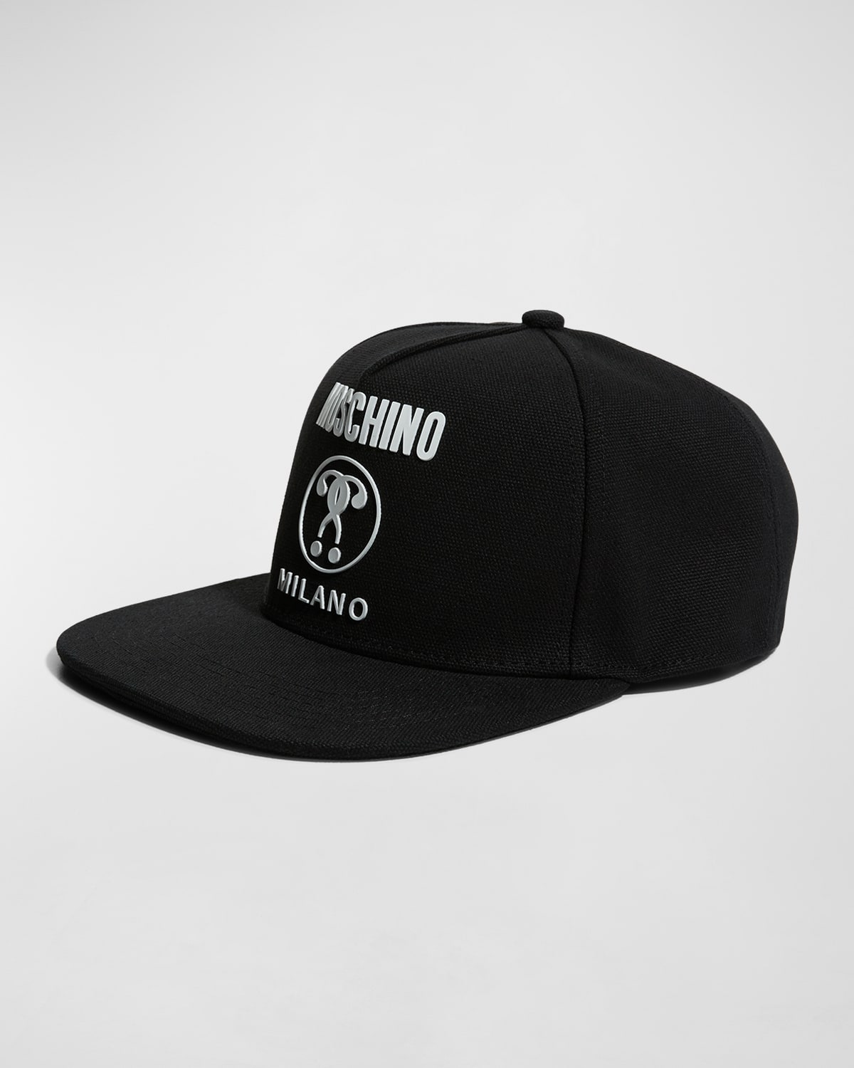 Moschino Men's Flat Brim Logo Baseball Hat In Black