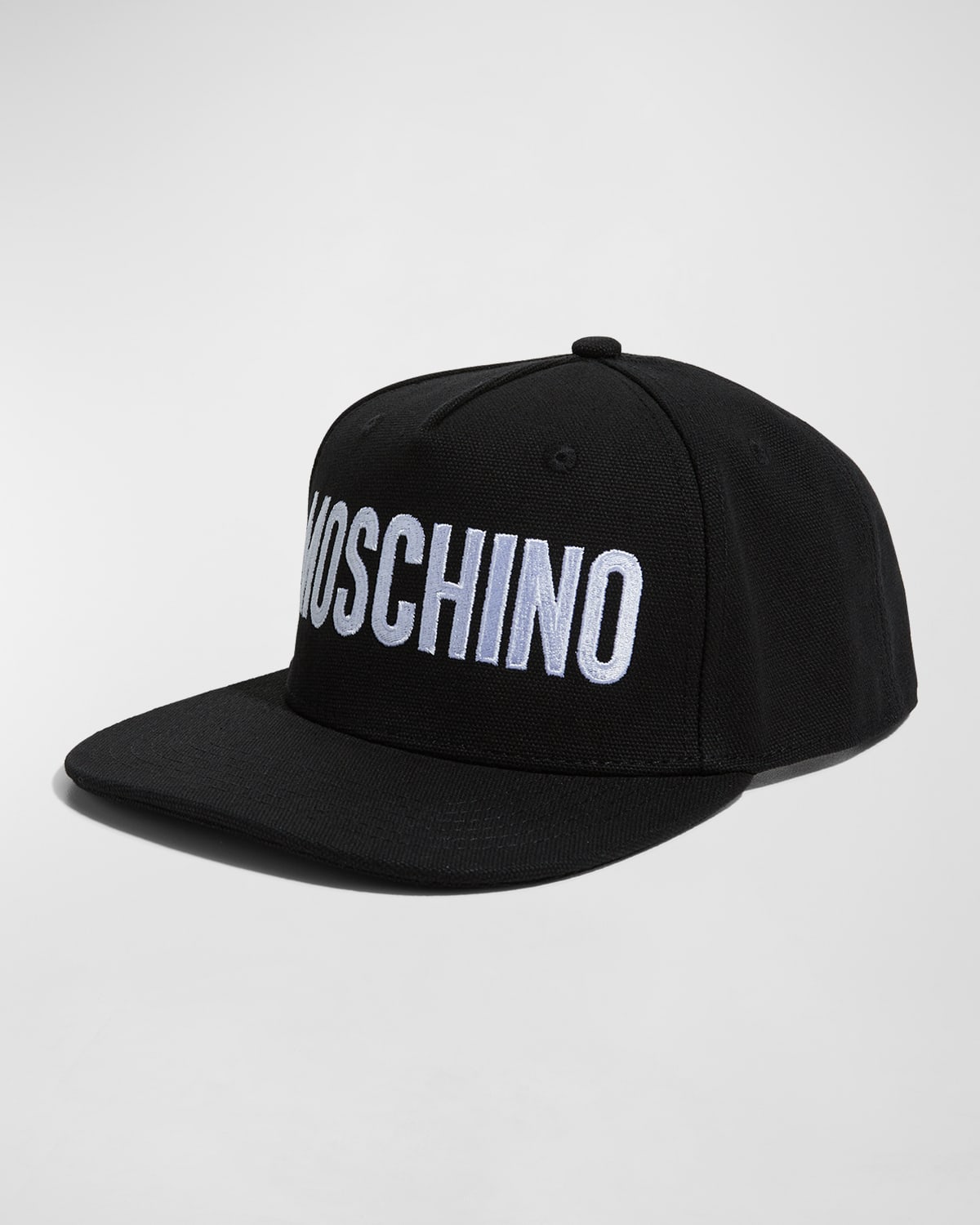 Moschino Men's Flat Brim Logo Baseball Hat In Black