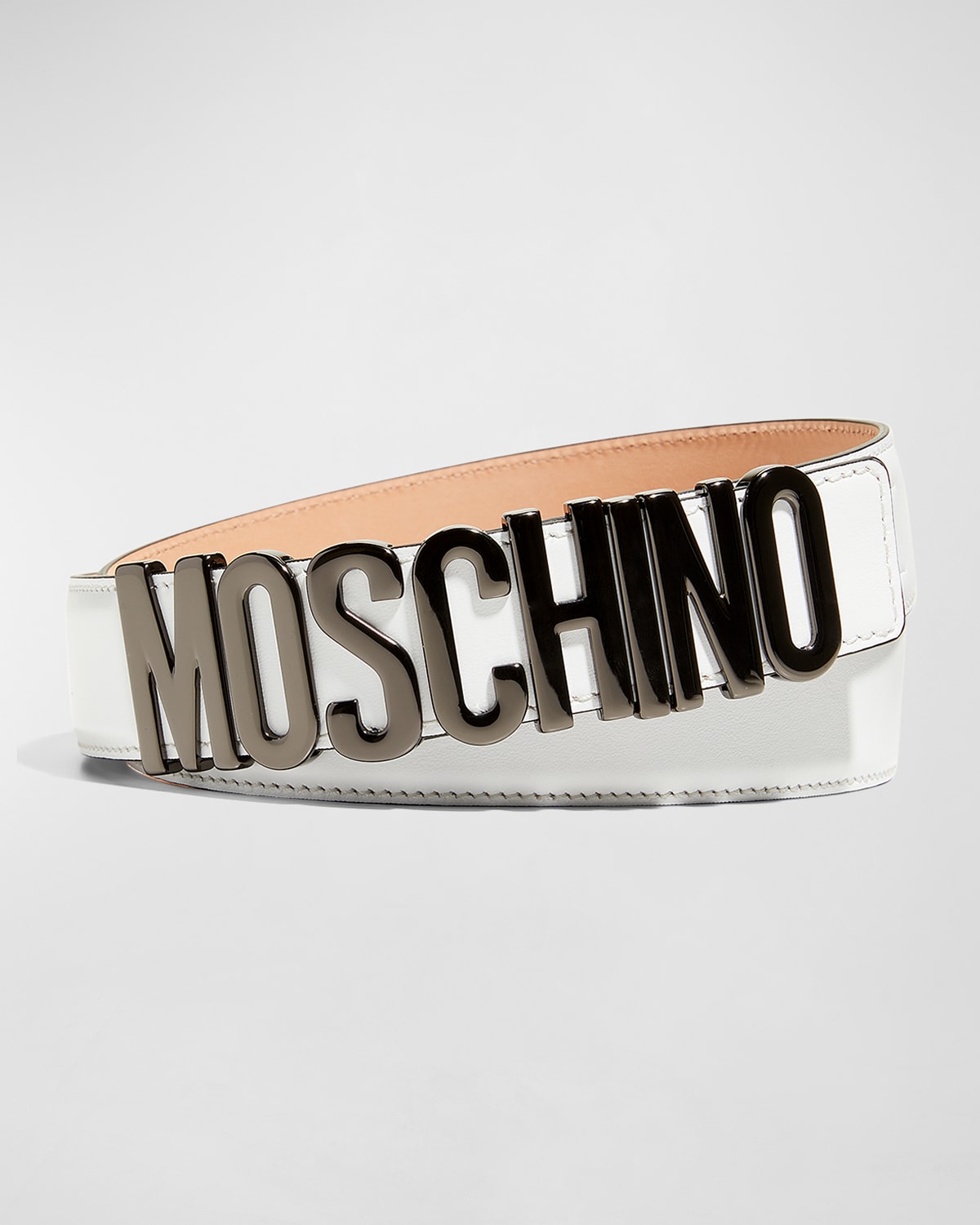 Men's Logo-Buckle Leather Belt