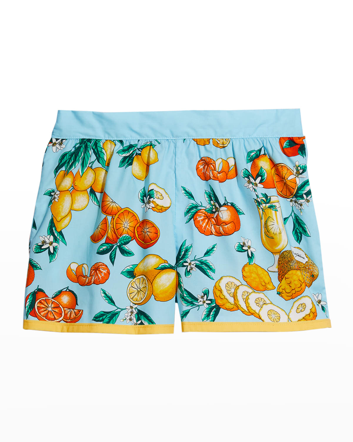 Dolce & Gabbana Kids' Girl's Capri Oranges Poplin Shorts In Agrumi Fdoazzurro