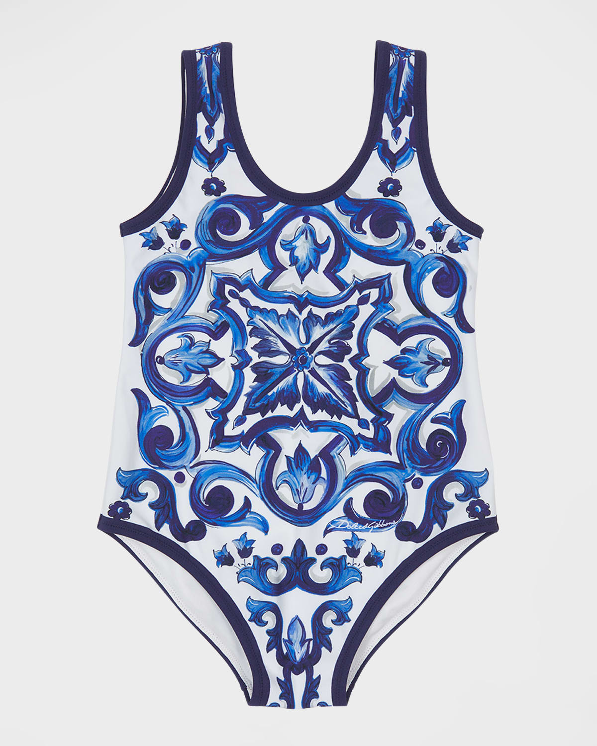 Dolce & Gabbana Kids' Girl's Mediterraneo Majolica One-piece Swimsuit In Maiolica