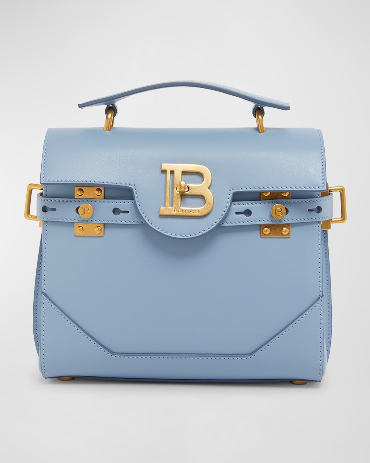 Balmain Bbuzz 23 Calfskin Top-handle Shoulder Bag In Blue