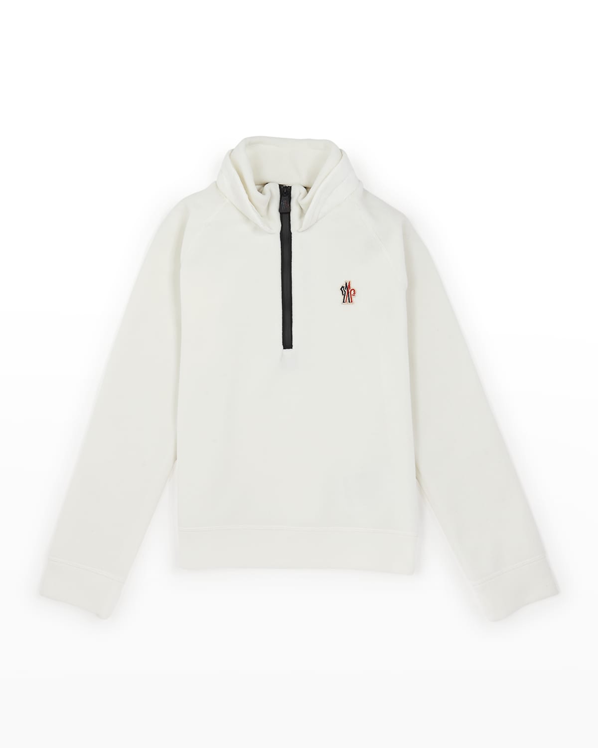 Shop Moncler Kid's Quarter Zip-up Sweatshirt In White