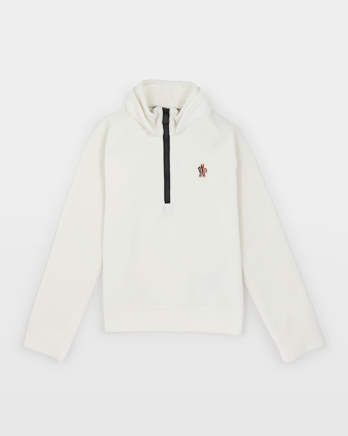 Shop Moncler Kid's Quarter Zip-up Sweatshirt In White