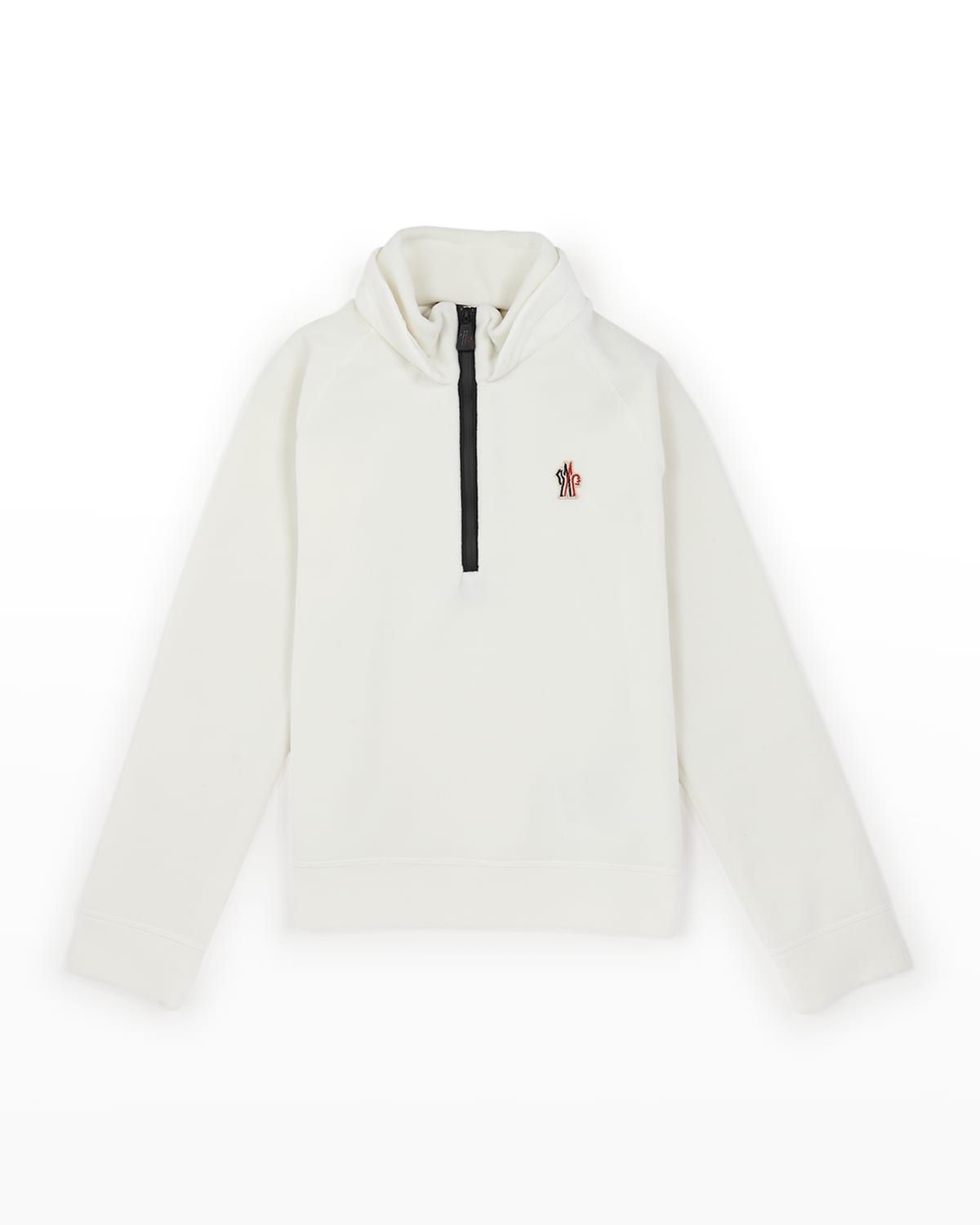 Shop Moncler Kid's Quarter Zip-up Sweatshirt In White