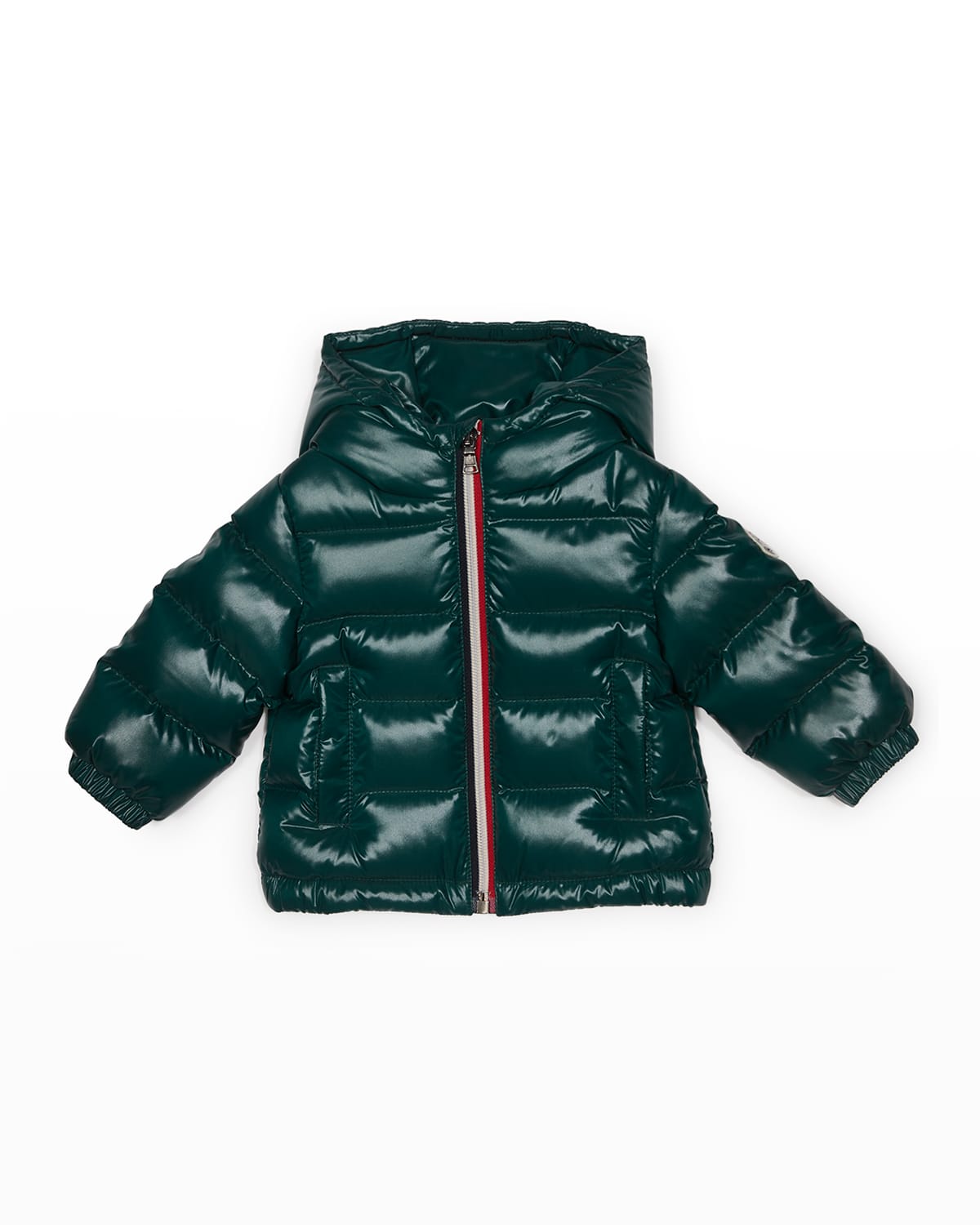 Moncler Kids New Aubert Patent Nylon Down Jacket In 872 Green