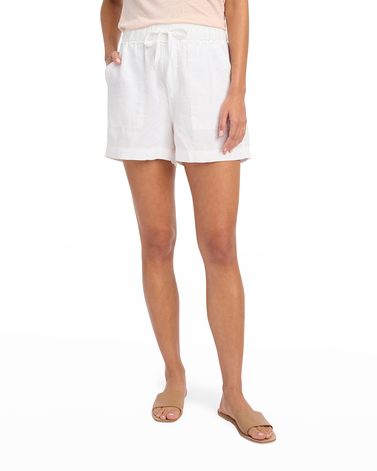 Splendid Becka Drawstring Linen Shorts In White