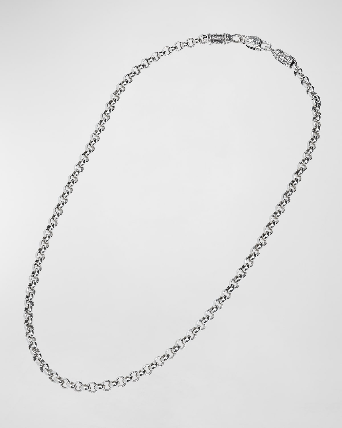 Men's Sterling Silver Cable Chain Necklace, 22"L