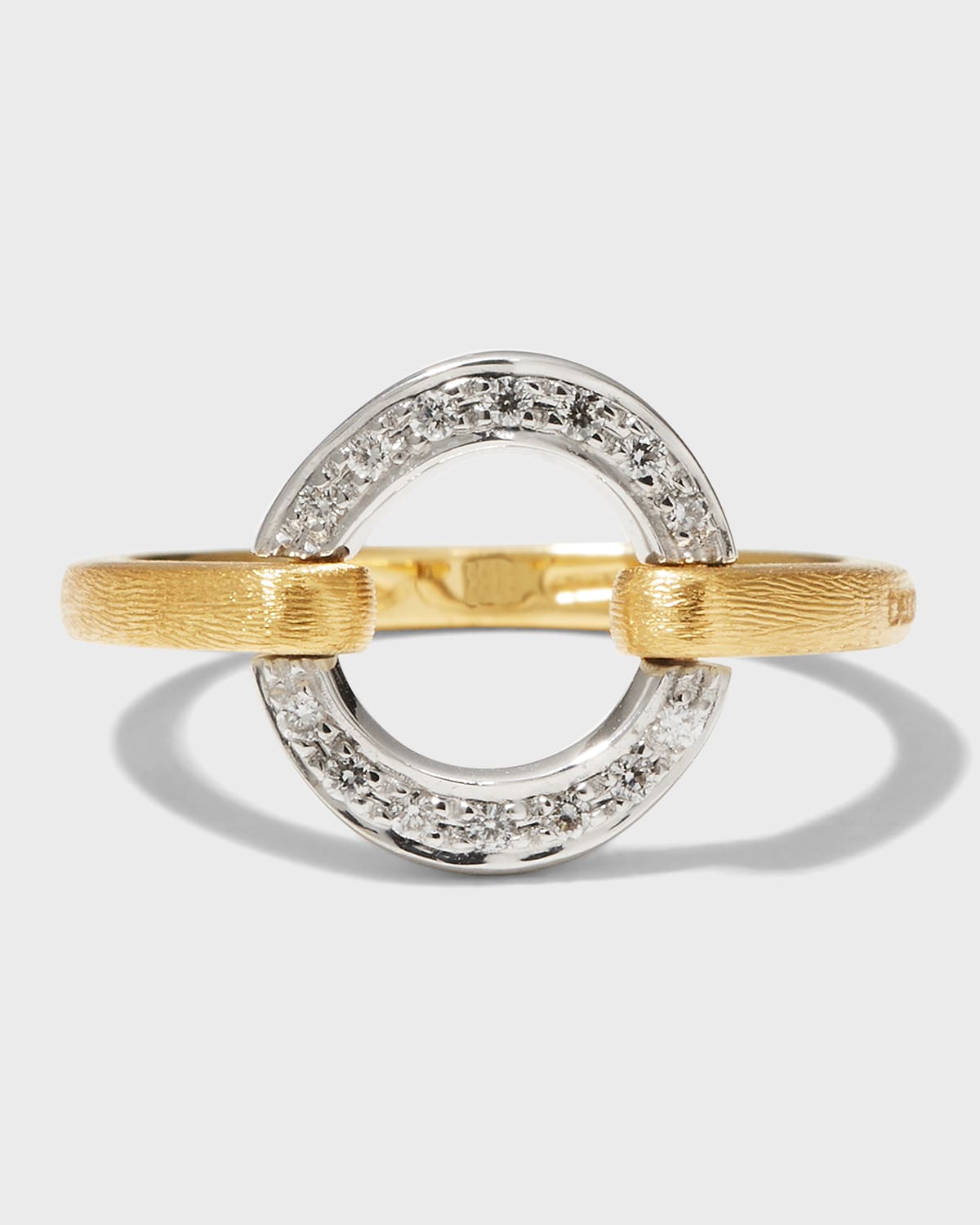 Jaipur Link 18K Yellow & White Gold Flat-Link Diamond Ring, Size 7