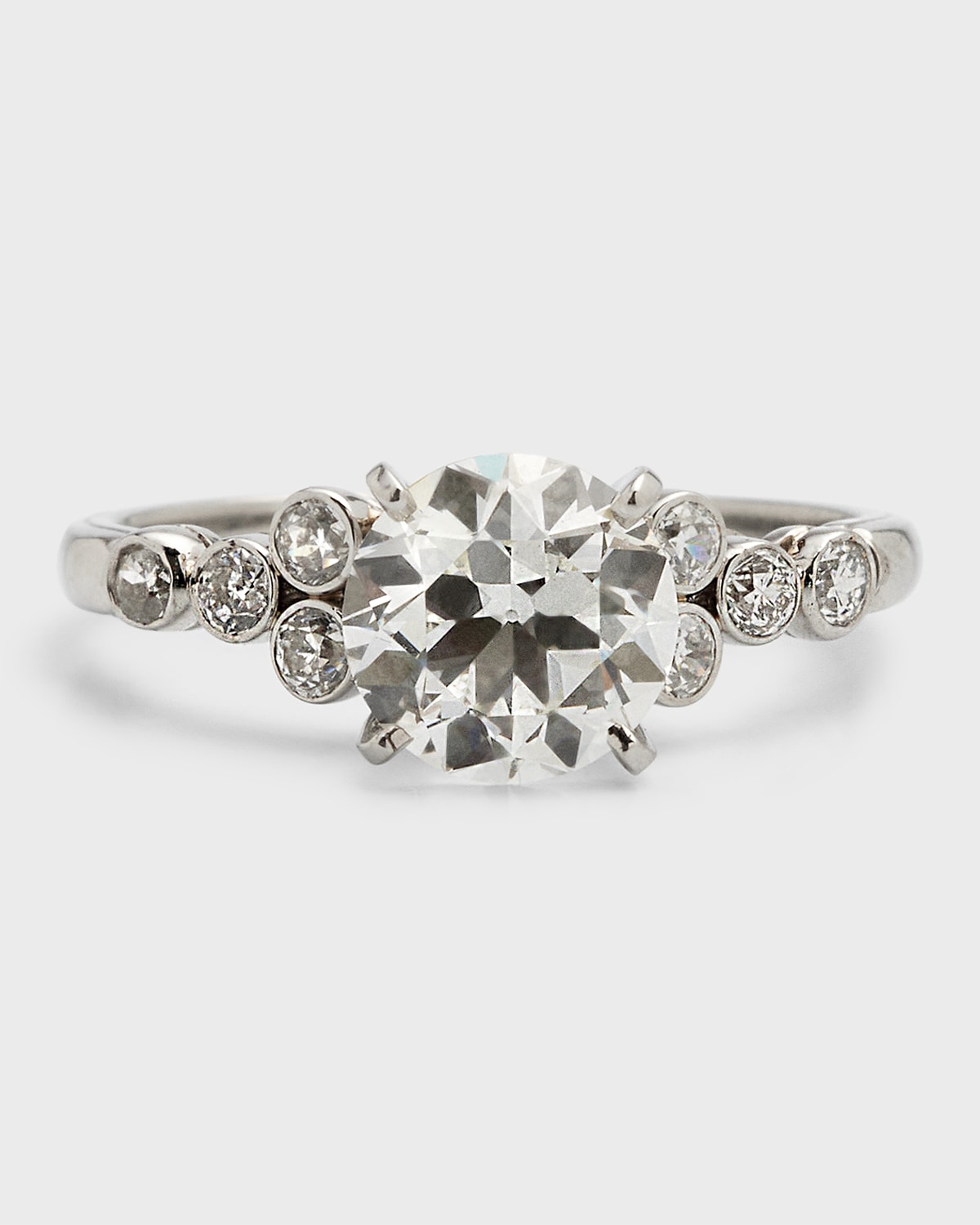 Estate Platinum Diamond Art Deco Tube-Set Engagement Ring, Size 5.75