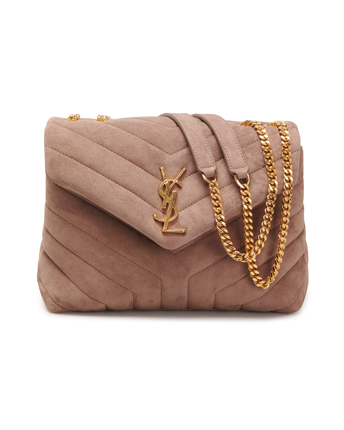 Loulou Small YSL Shoulder Bag in Quilted Suede
