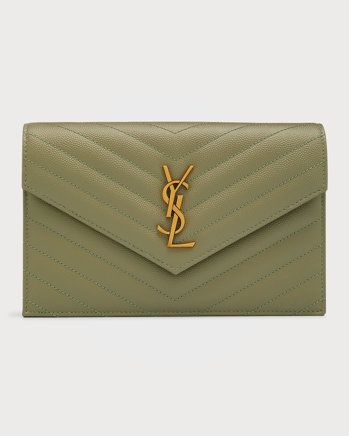 Saint Laurent Tricolor YSL Monogram Small Envelope Leather Wallet