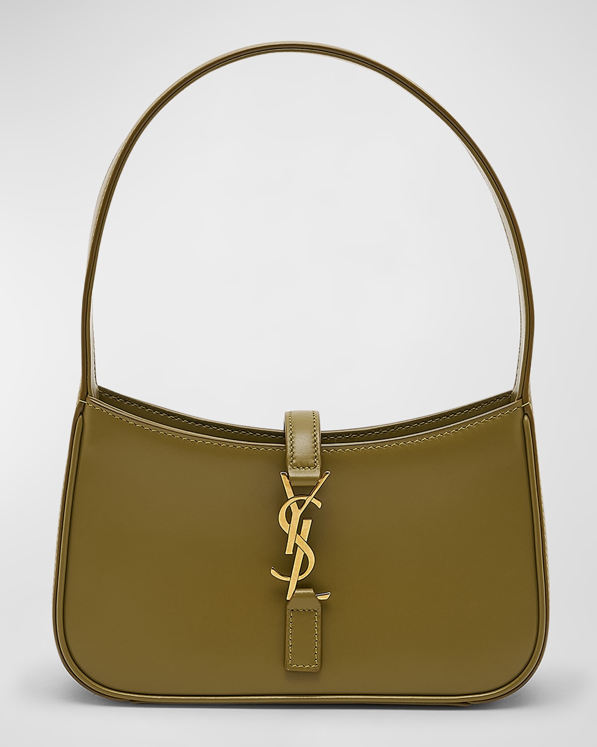 Saint Laurent Le 5 A 7 Mini Ysl Shoulder Bag In Smooth Leather In Vert Olive