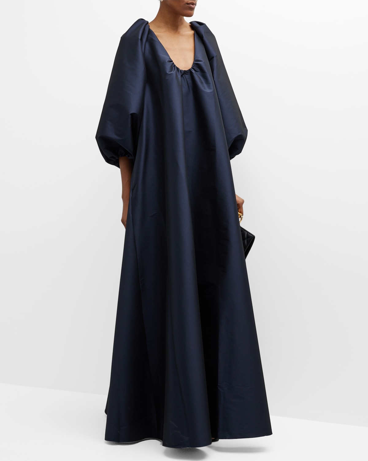 Bernadette George Puff Sleeve Gown In Midnight Blue | ModeSens