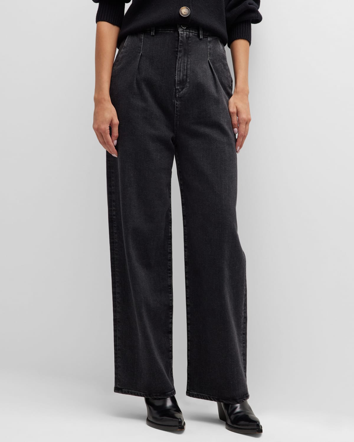 Loulou Studio Attu Wide Leg Denim Pants In Ivory