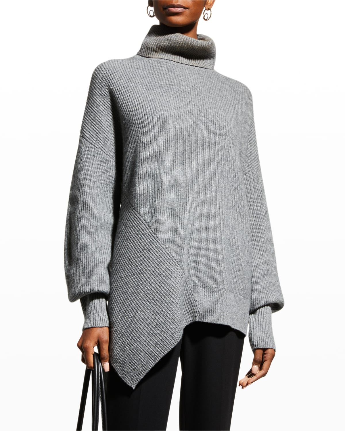 A.L.C. Rory Wool-Cashmere Asymmetric Bishop-Sleeves Sweater