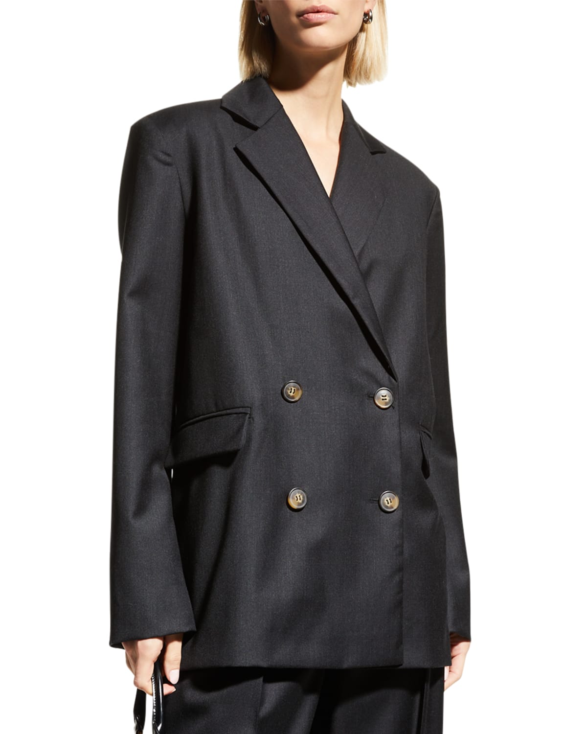 Loulou Studio Solan Double-breasted Padded Shell Jacket In Brown Melange