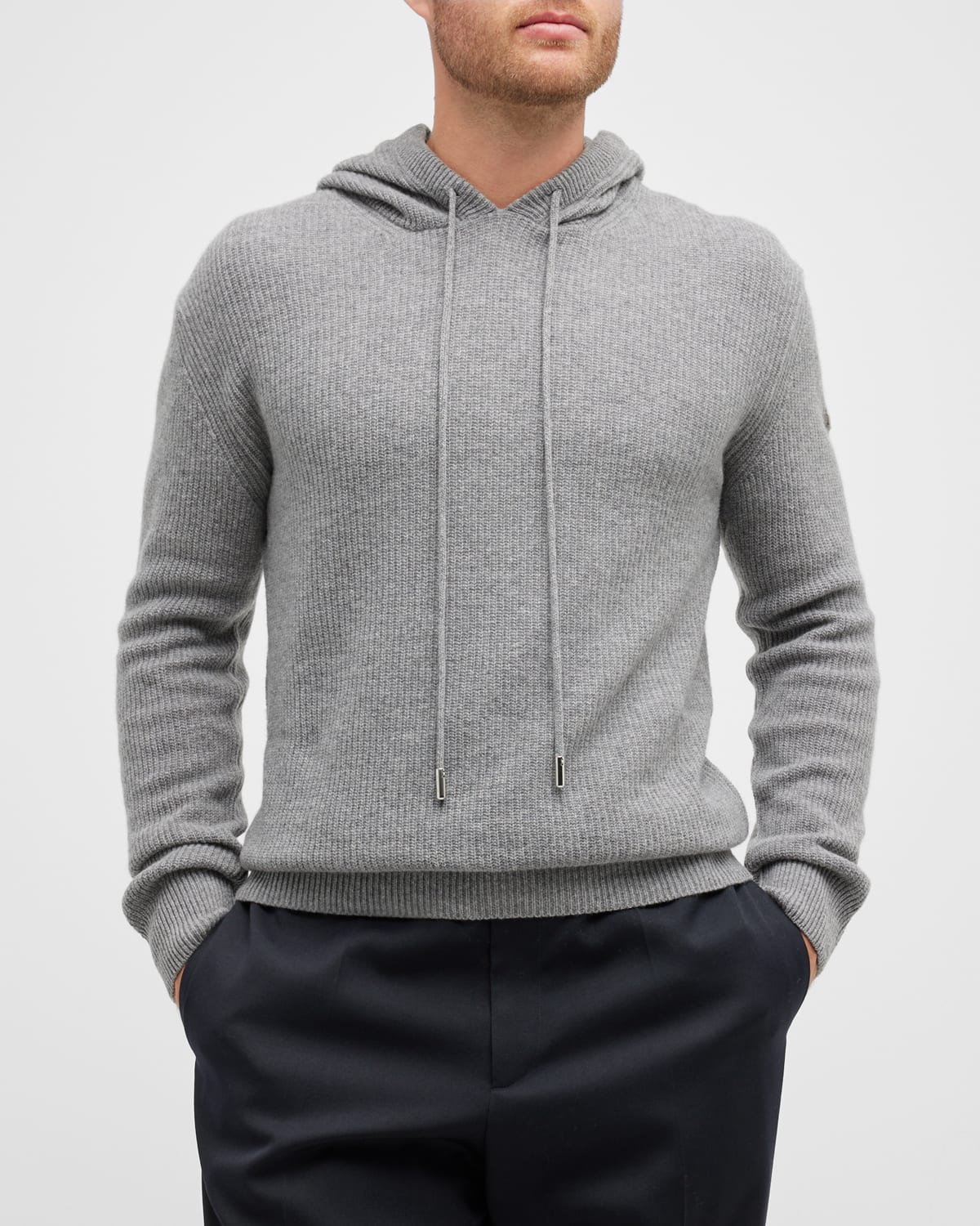 MONCLER MEN'S CASHMERE-WOOL PULLOVER HOODIE