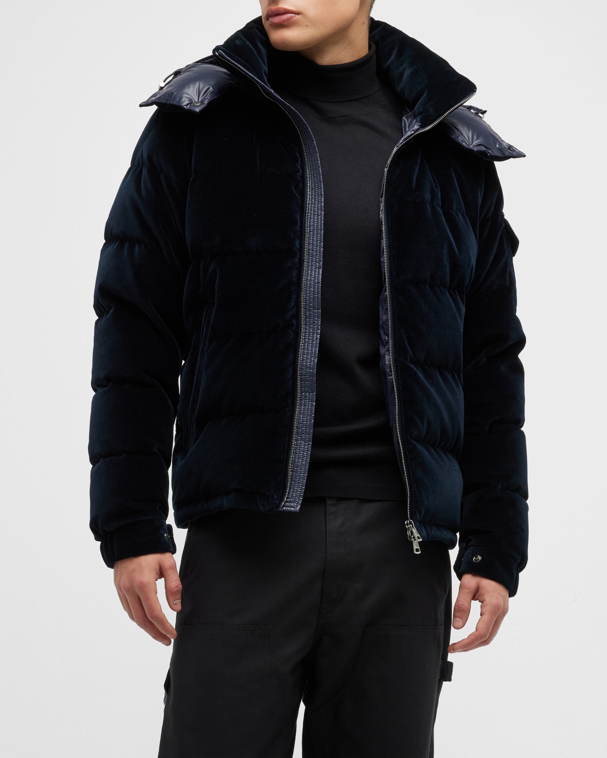 MONCLER MEN'S ARMORIQUE VELVET PUFFER JACKET