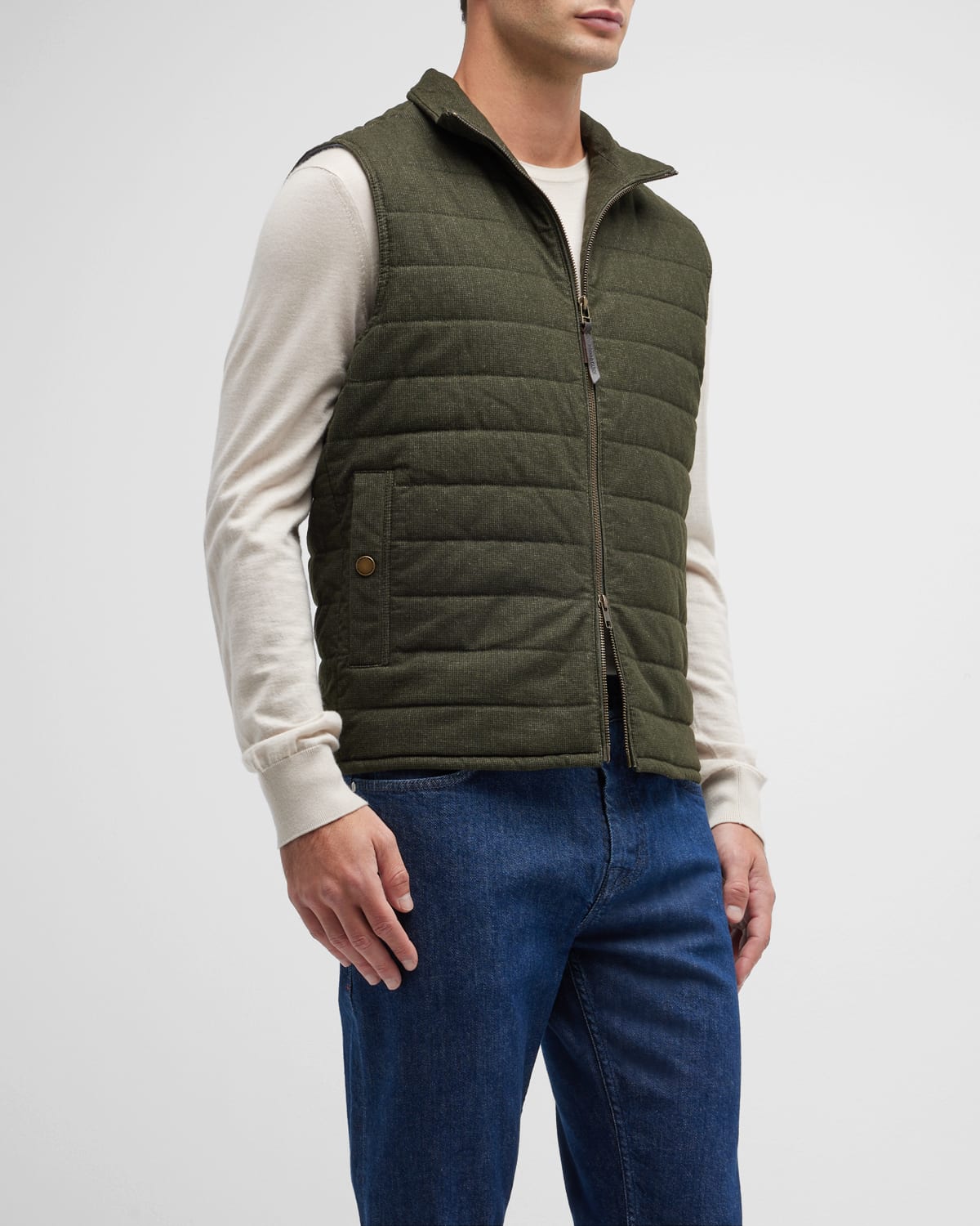 Rodd & Gunn Dunedin Road Stretch Cotton Blend Quilted Vest In Moss