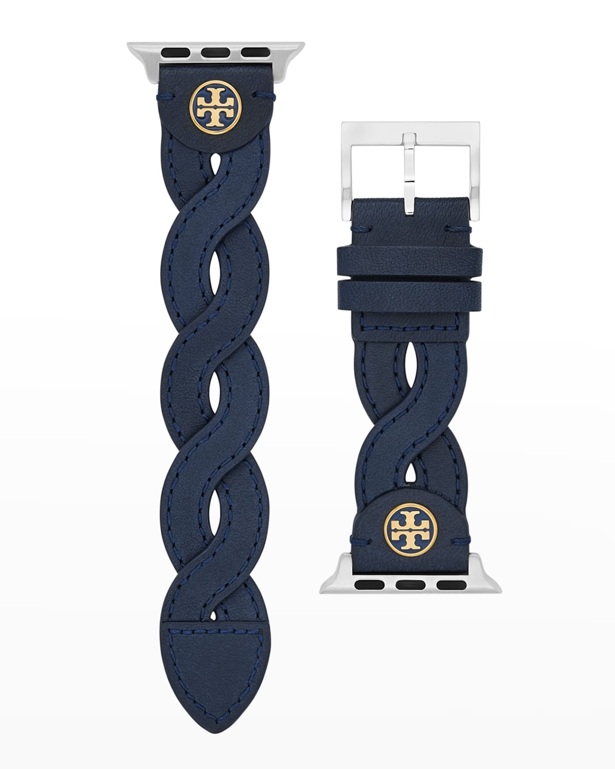 Tory Burch Braided Leather Apple Watch Band in Blue, 38-41mm | Smart Closet
