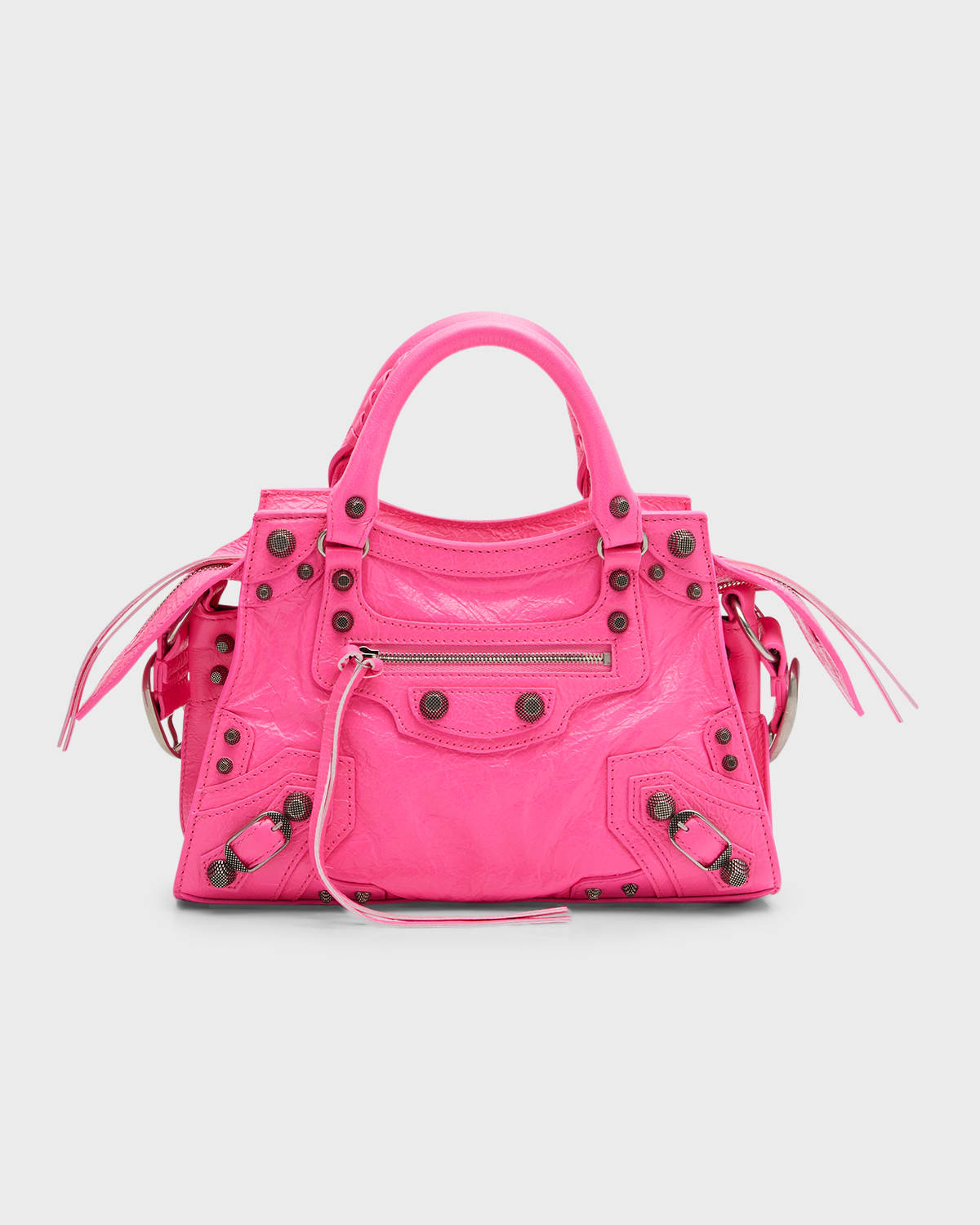 Balenciaga Neo Cagole Xs Lambskin Satchel Bag In Fluo Pink