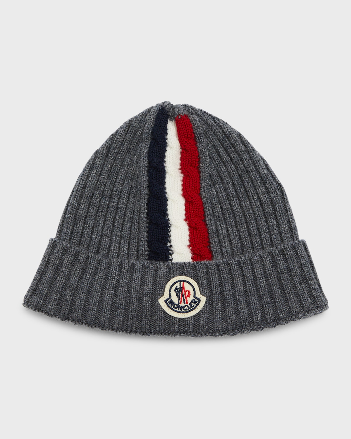 Moncler Kid's Cable Knit Cap In Grey