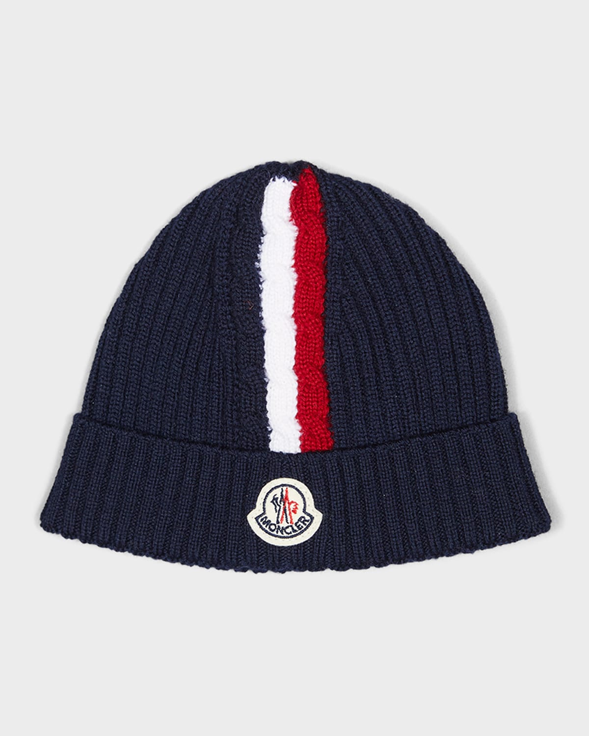 Shop Moncler Kid's Cable Knit Cap In Navy