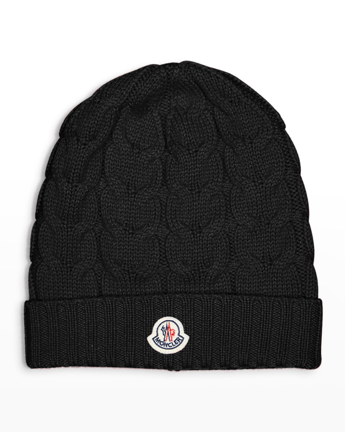 Moncler Kid's Cable Knit Cap In Navy