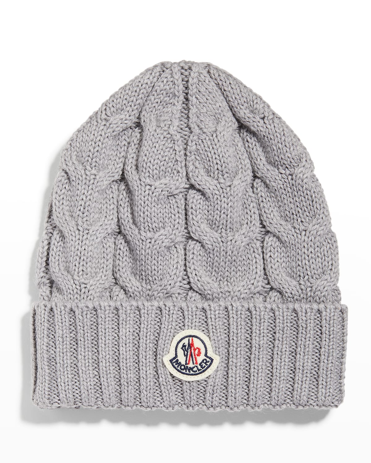 Moncler Kid's Cable Knit Cap In Grey