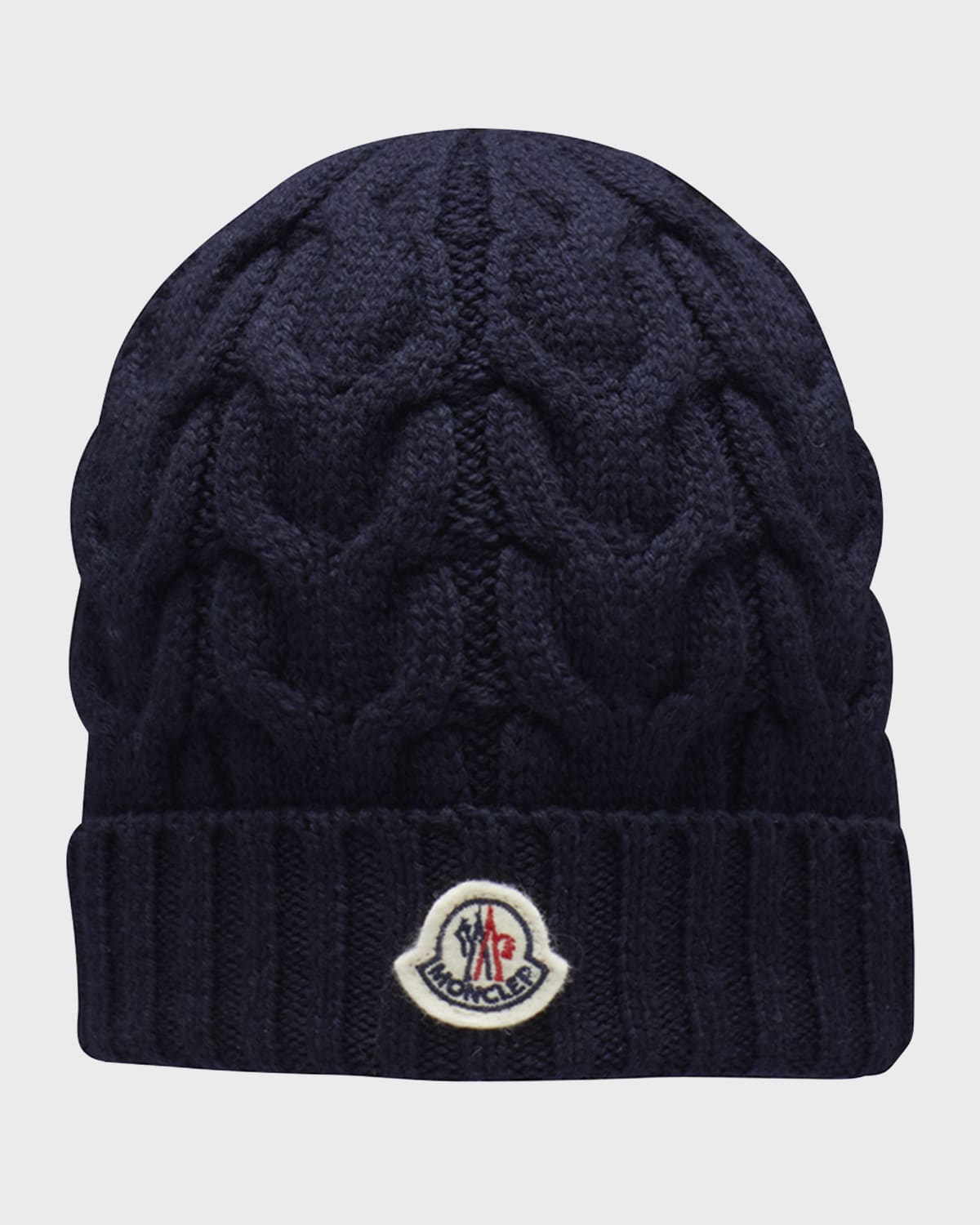 Moncler Kid's Cable Knit Cap In Blue