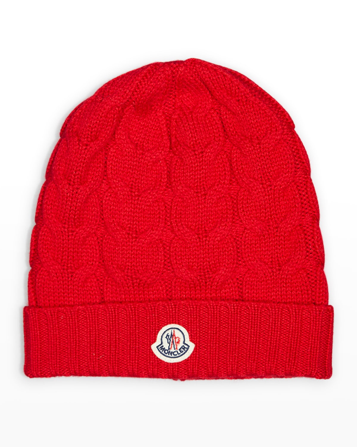 Moncler Kid's Cable Knit Cap In Red