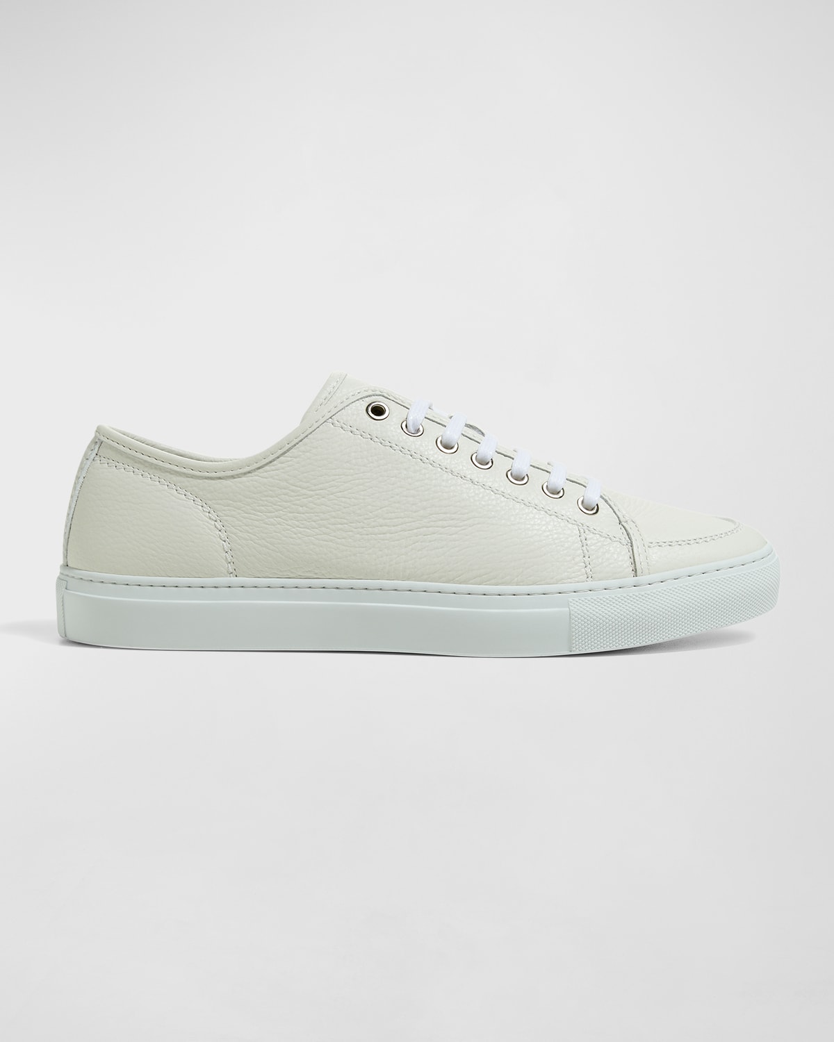 Shop Brioni Men's Leather Low-top Sneakers In Ivory