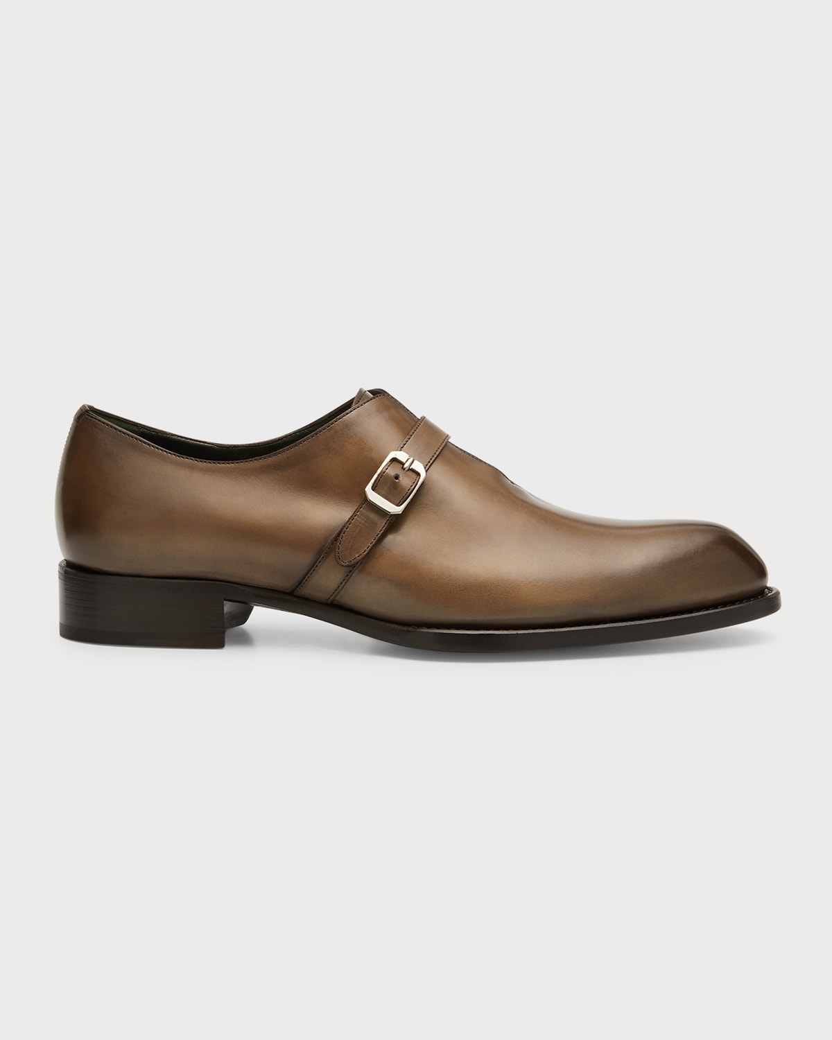 Brioni Men's Benedict Leather Single Monk Strap Loafers In Taupe