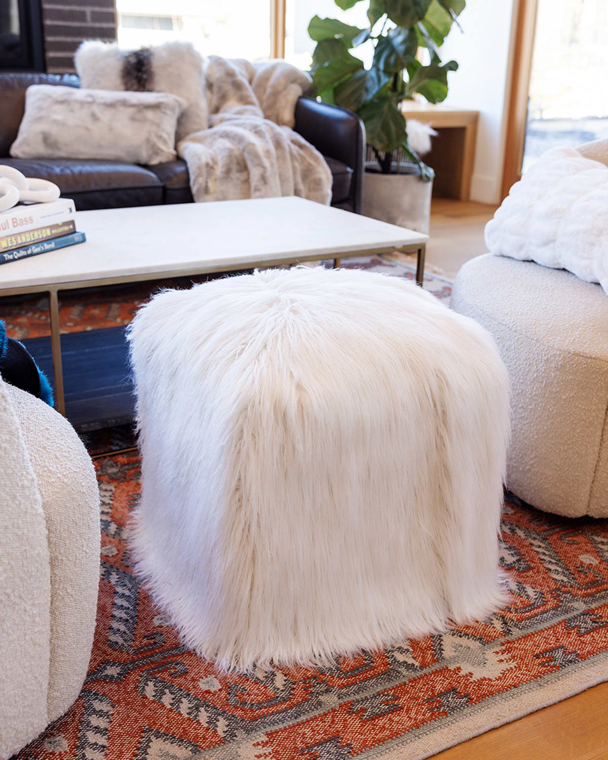 Faux-Fur Ottoman