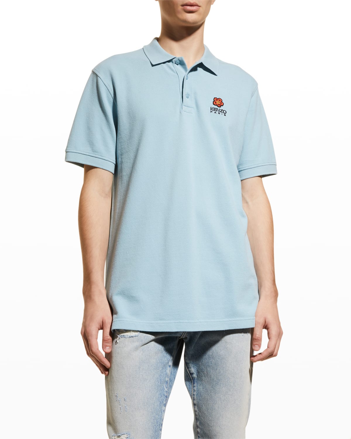 Kenzo Men's Pique Logo Polo Shirt In Sky Blue