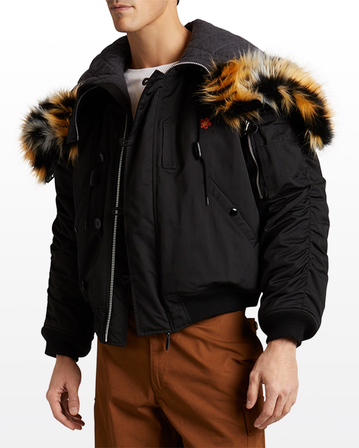 品良く着こなすため Short Men's Kenzo Parka ModeSens | Black In Fur Tiger Faux With ジャケット・アウター