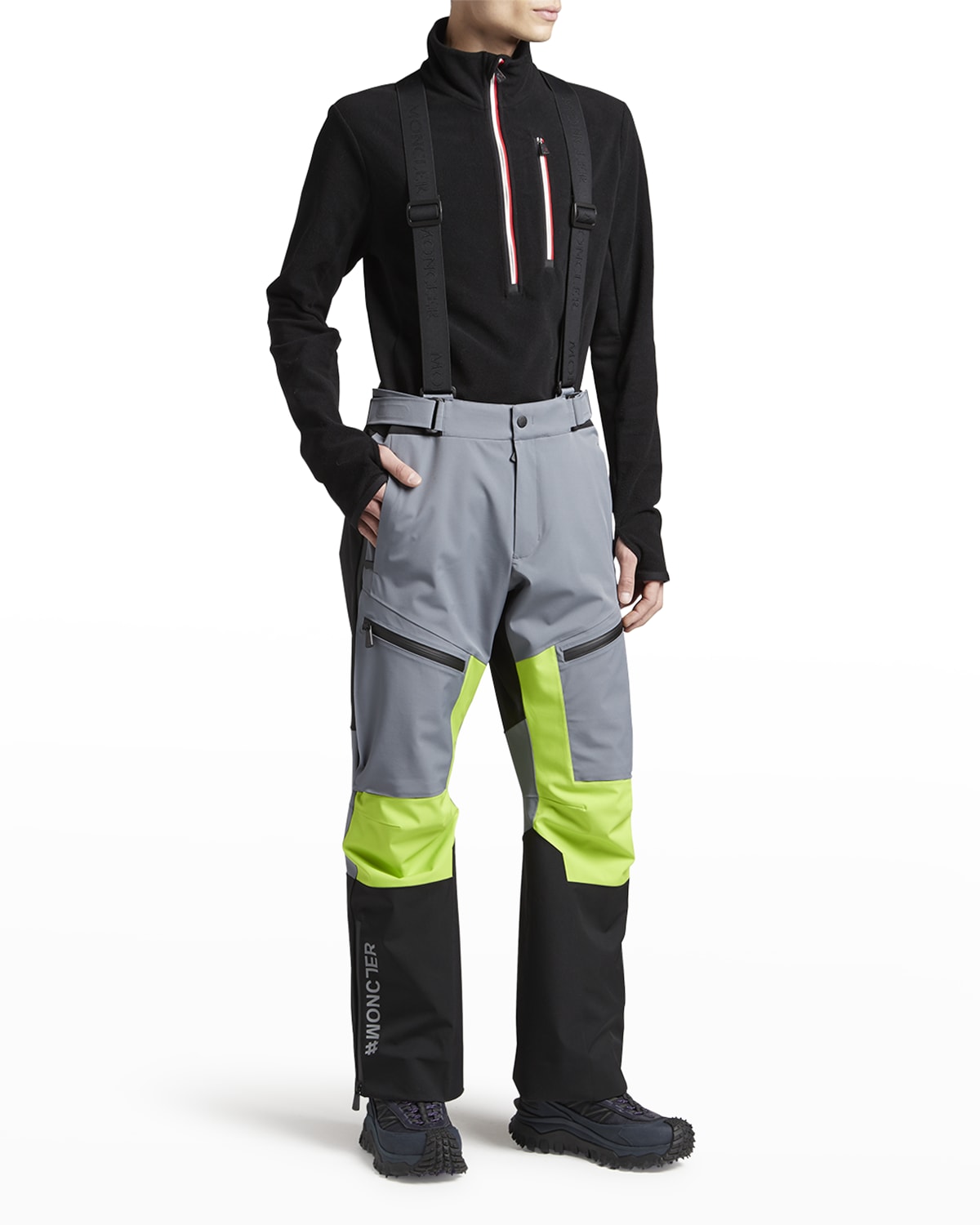 Moncler Grey Colourblock Ski Trousers In Black