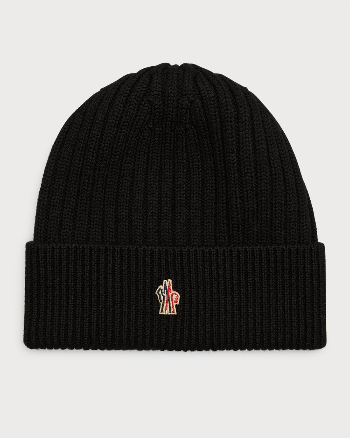 Moncler Ribbed Knit Wool Beanie Black Size One Size In Black