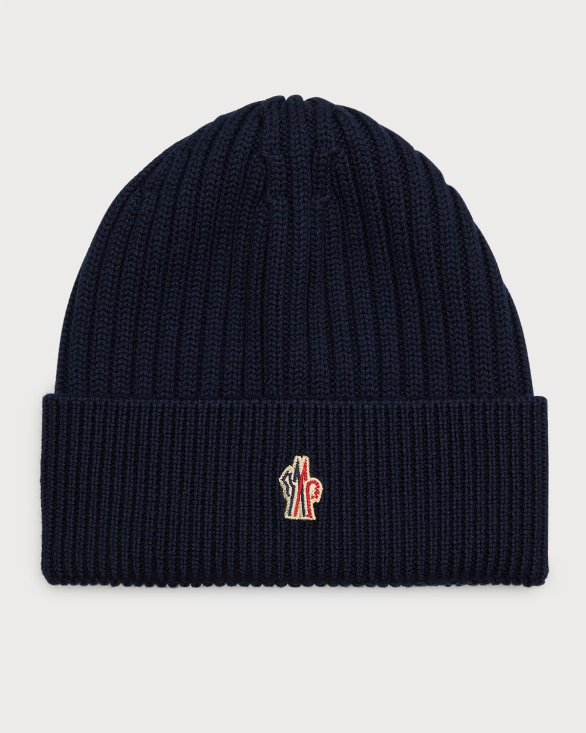 Moncler Men's Ribbed Wool Beanie In Blue