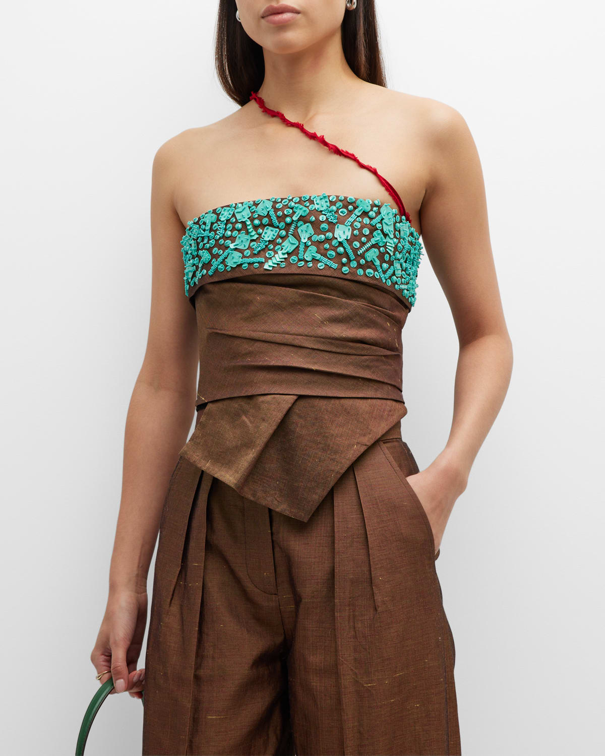 Beaded Strapless Wrap Bustier Top