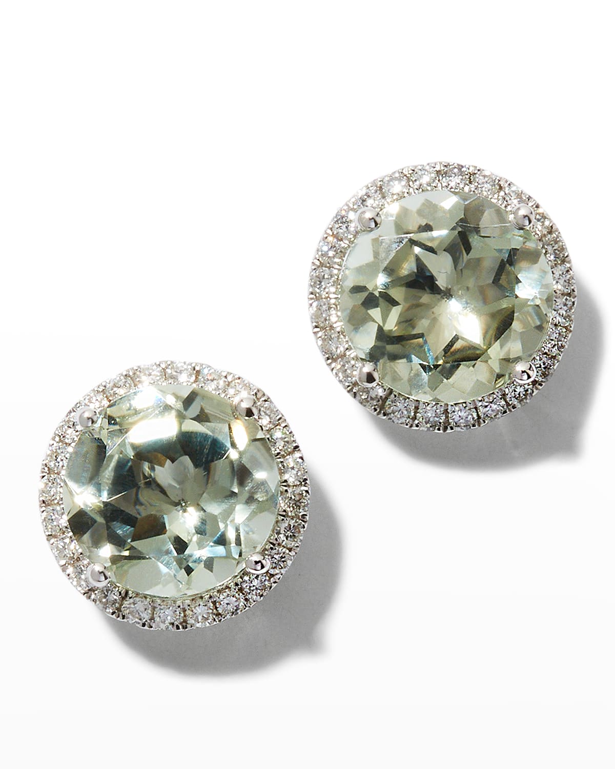 Kiki McDonough Grace Green Amethyst and Diamond Stud Earrings in White Gold