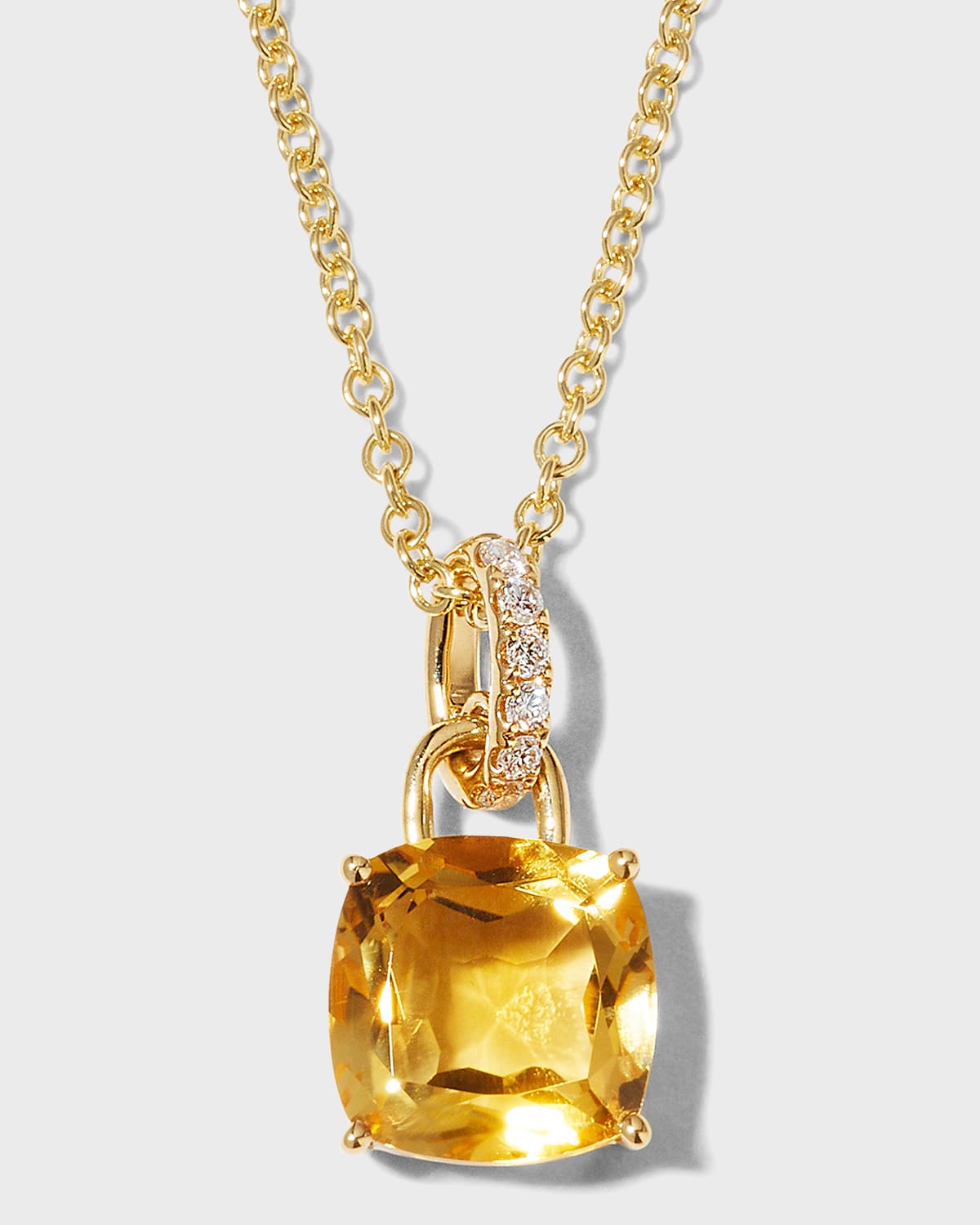 Shop Kiki Mcdonough Kiki Cushion Yellow Gold Citrine Pendant Necklace With Diamond Loop