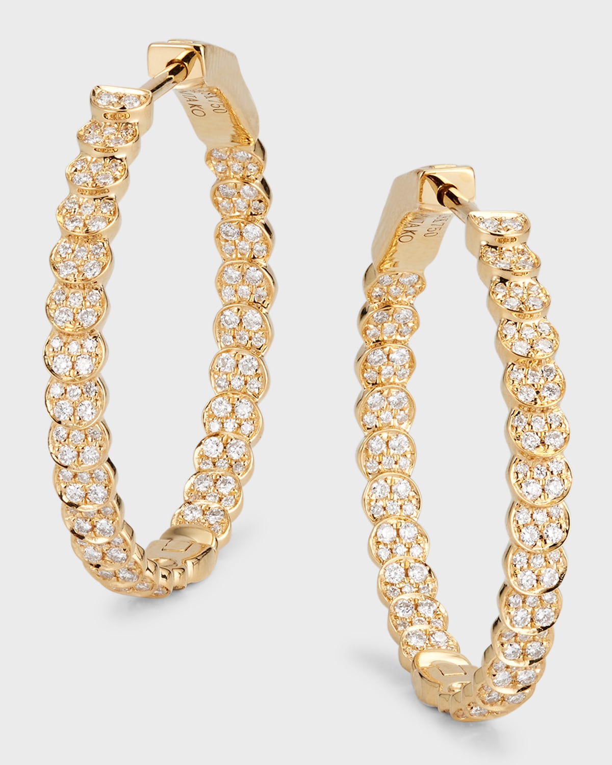 18K Yellow Gold Luna Diamond Hoop Earrings