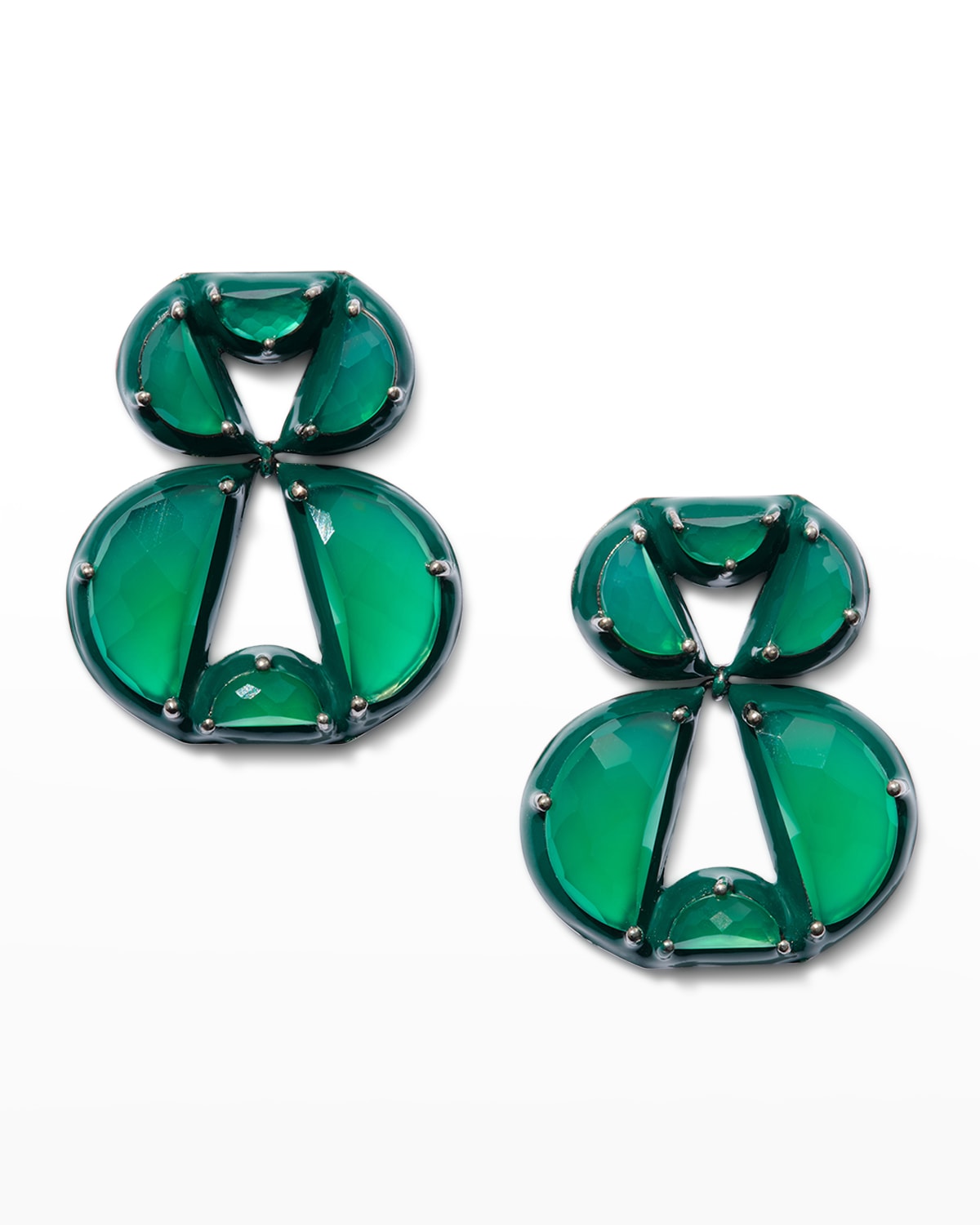 Infinity Earrings in Green Onyx