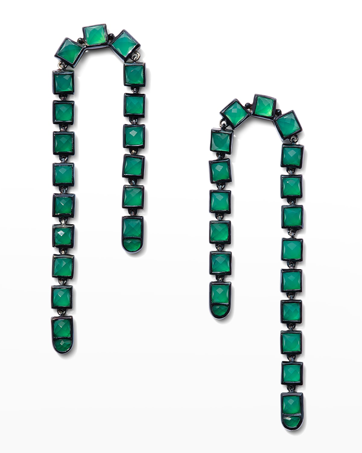 Arc Earrings in Green Onyx