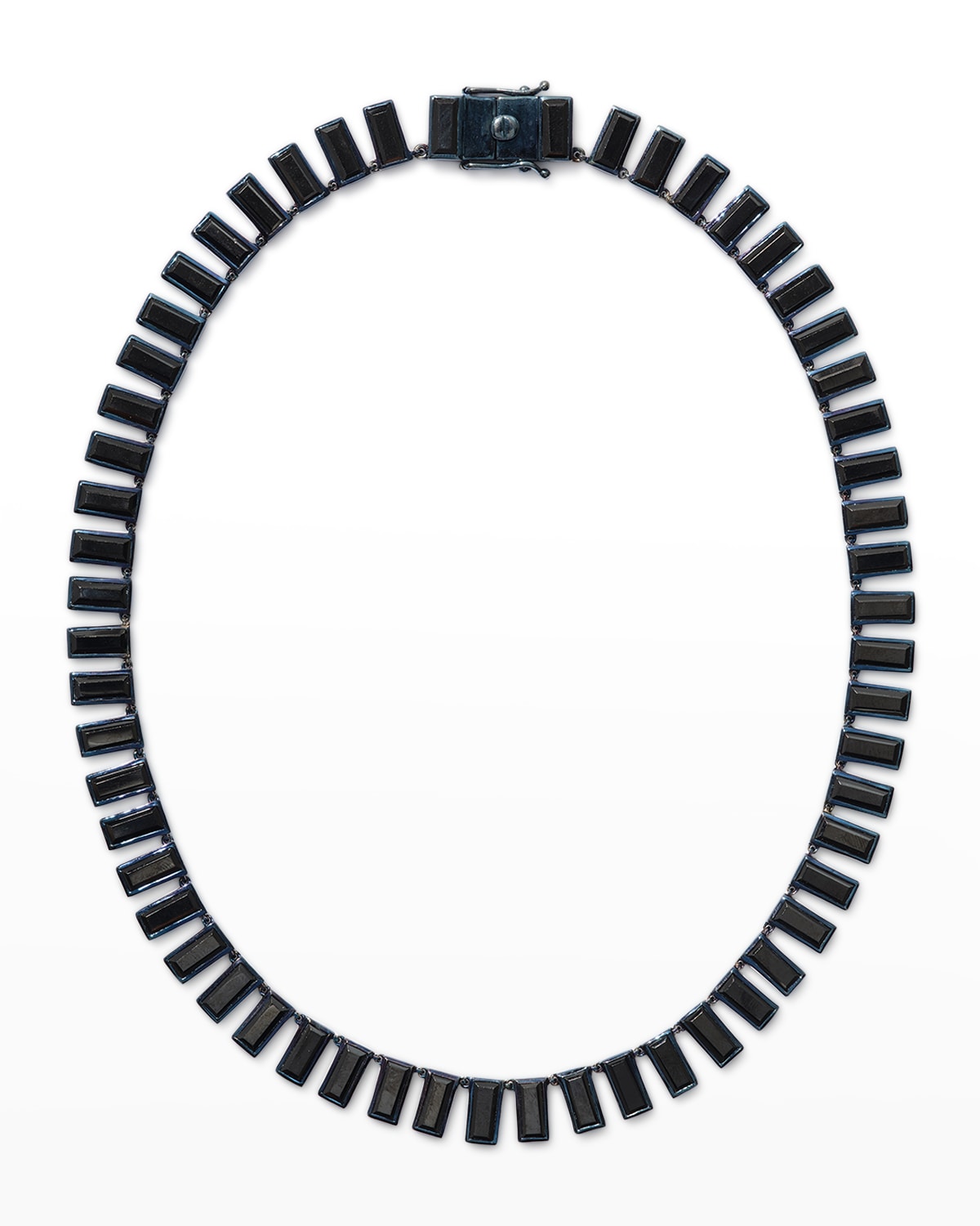 Baguette Tile Riviere Necklace in Black Spinel